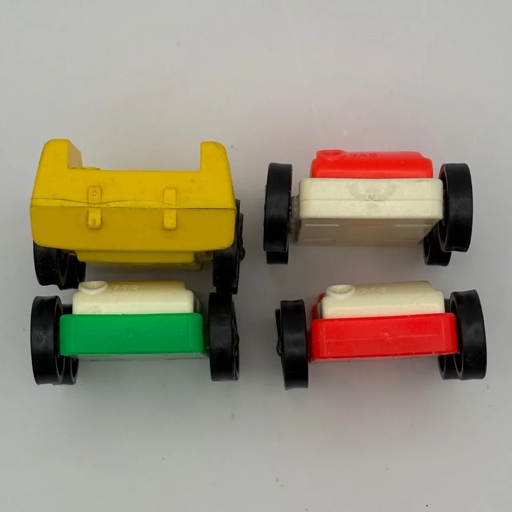 Vintage Fisher Price Lot of 4 Little People Cars 1-Yellow Taxi & 3-One Seat Cars